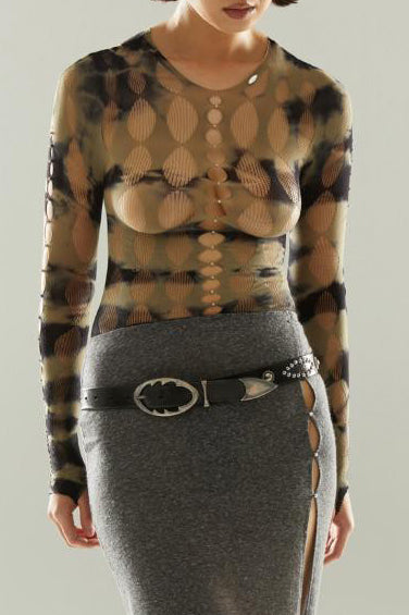 Rui Zhou 24 Autumn and Winter Tie-Dye Long Sleeve Top RUI-RAW24JW01S-SWCH Sage & Black RAW24JW01